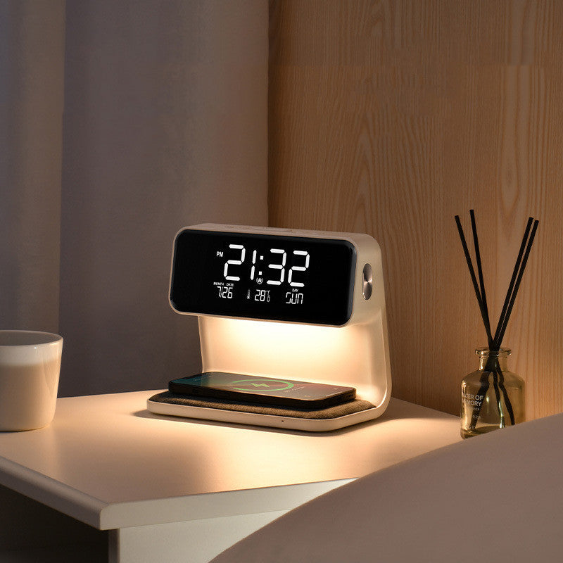 CQ Creative 3-in-1 Bedside Lamp with Wireless Charging and LCD Alarm Clock