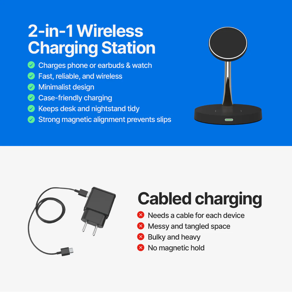 CQ 2 In 1 Wireless Charging Station