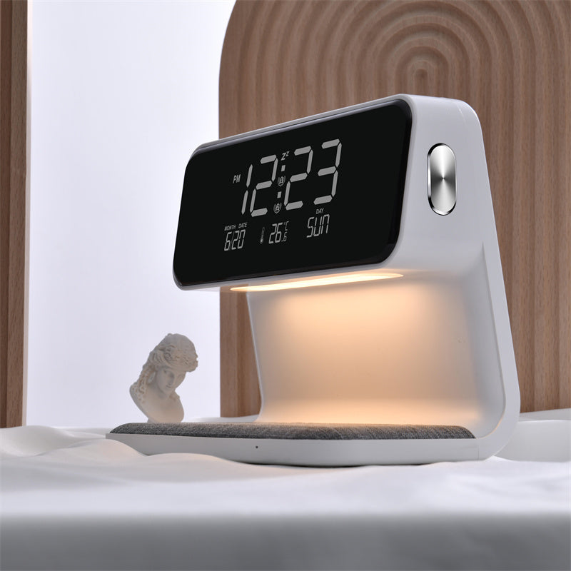 CQ Creative 3-in-1 Bedside Lamp with Wireless Charging and LCD Alarm Clock