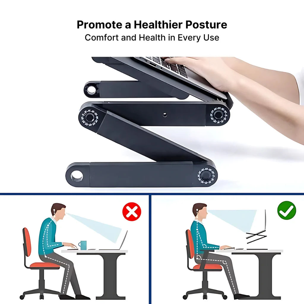 CQ Adjustable Aluminum Laptop Stand with Enhanced Shelf