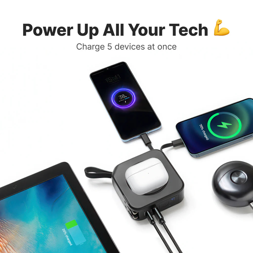 CQ PowerHub 5-in-1 Wall Charger with Wireless Pad & Power Bank