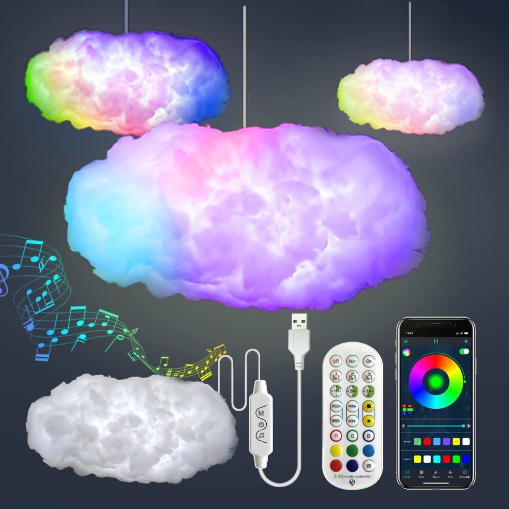 CQ Big Cotton Cloud Lightning Light with Music Sync