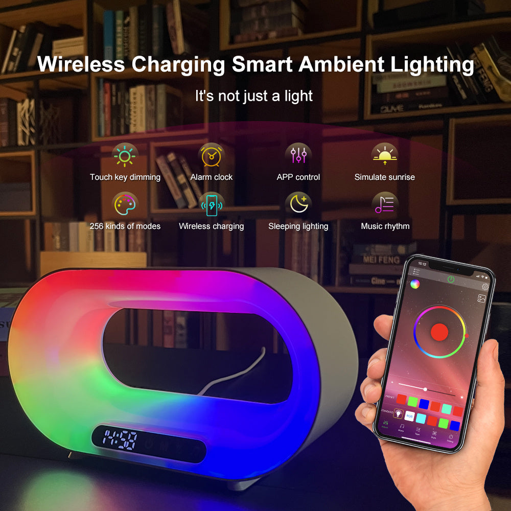 CQ Smart 3-in-1 LED Night Light with Wireless Charger & Alarm Clock