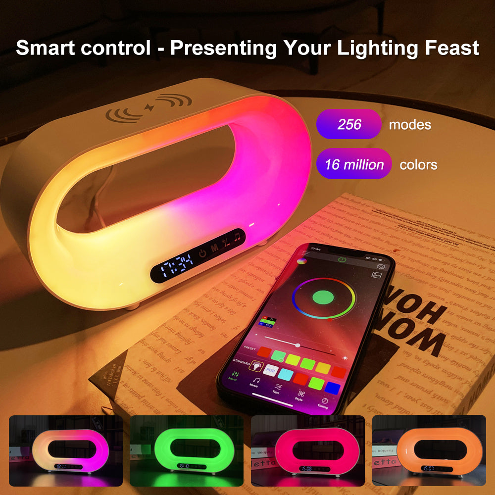 CQ Smart 3-in-1 LED Night Light with Wireless Charger & Alarm Clock