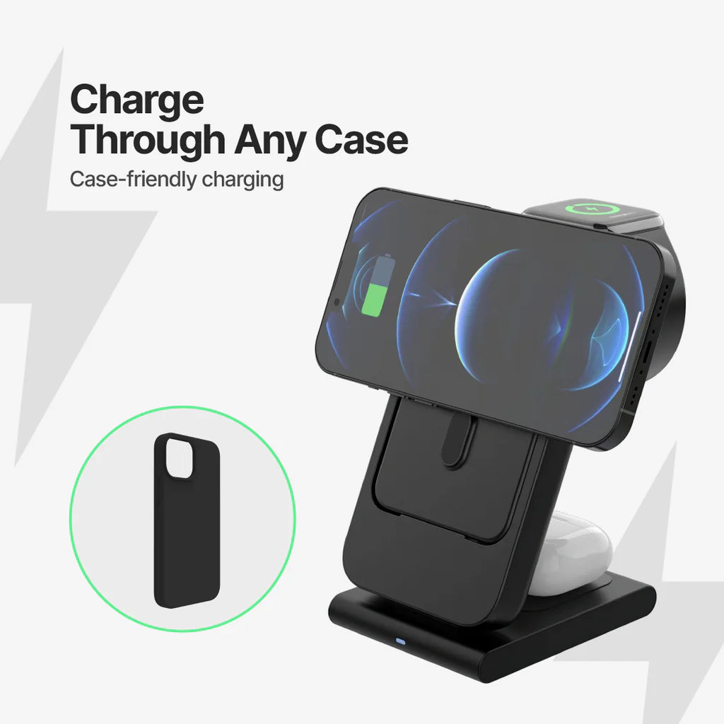 CQ 3-in-1 Magnetic Wireless Charger with Stand