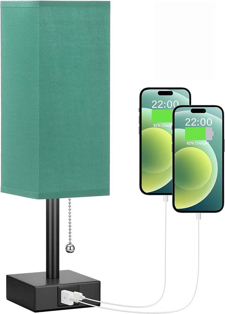 CQ Bedside Table Lamp with Adjustable Brightness and USB Charging Ports