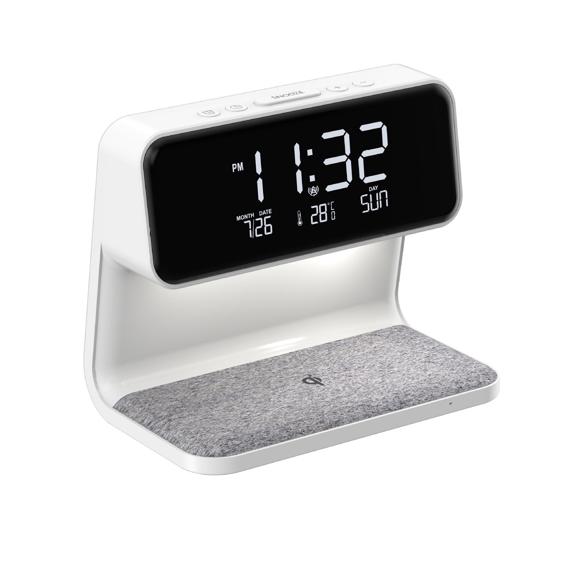 CQ Creative 3-in-1 Bedside Lamp with Wireless Charging and LCD Alarm Clock