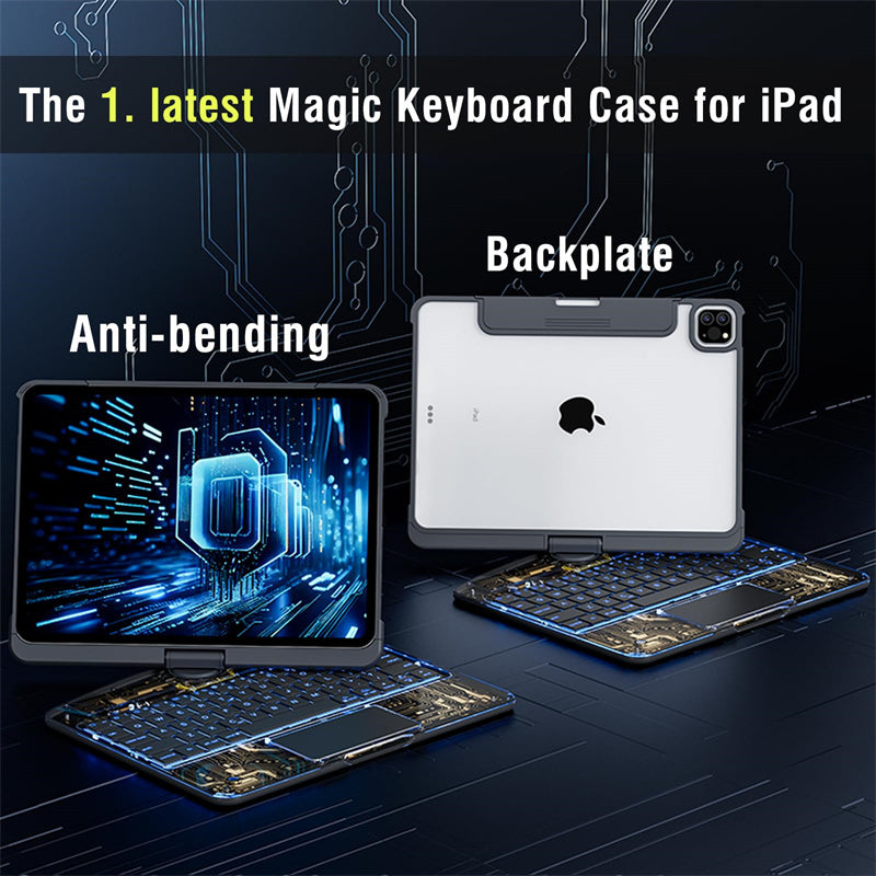 CQ 360° Rotating Keyboard Case with Smart Trackpad and Pen Holder