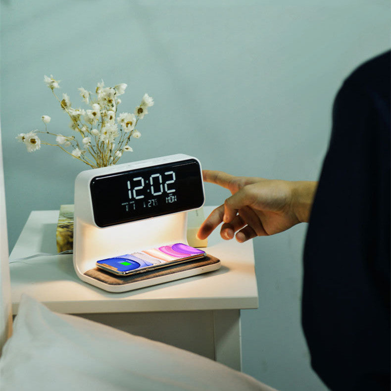 CQ Creative 3-in-1 Bedside Lamp with Wireless Charging and LCD Alarm Clock