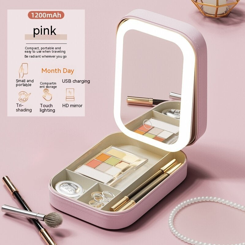 CQ LED Light Mirror Makeup Storage Box